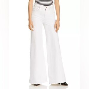 FRAME DENIM Le Palazzo Braided-Waist Wide-Leg Jeans in Blanc Size 28